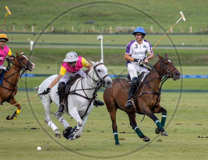 Midhurst, West Sussex/Uk - September 1 : Playing Polo In Midhurst, West Sussex On September 1, 2020. Three Unidentified People