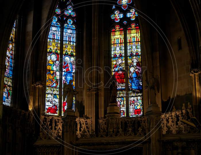 Stained Glass Windows In The Basilica St Seurin In Bordeaux