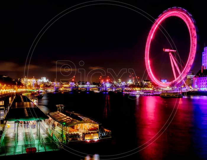 View Of The London Eye At Night