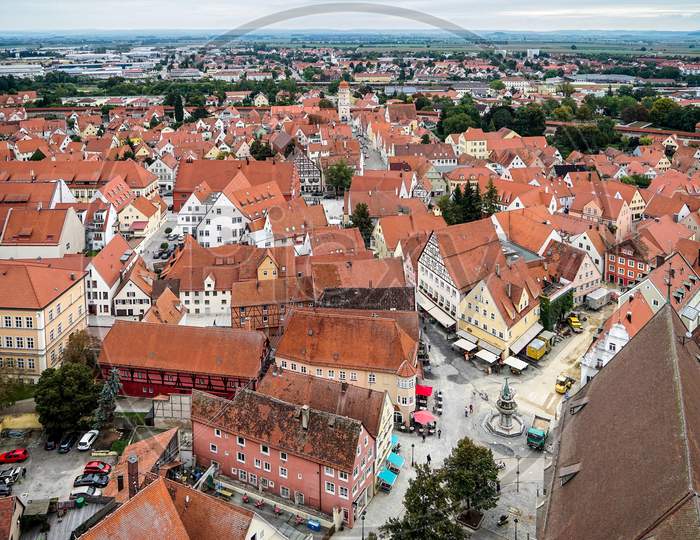 Aerial View Of The Skyline Of Nordlingen Bavaria In Germany