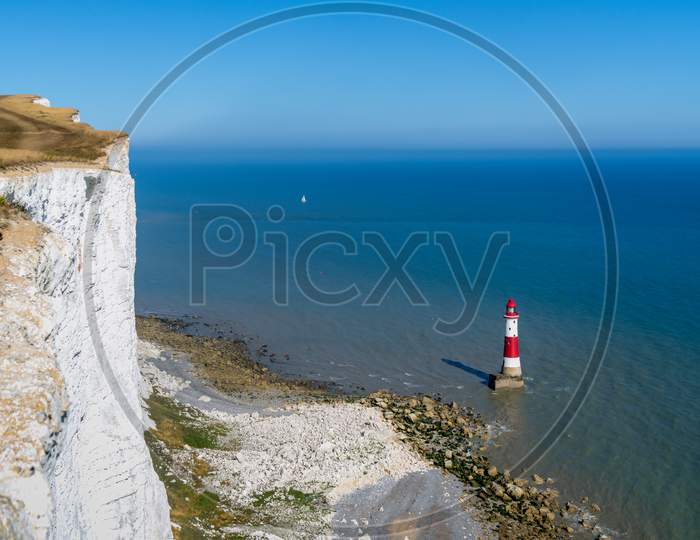 Beachey Head, Sussex/Uk - July 23 : View Of The Lighthouse At Beachy Head In East Sussex On July 23, 2018