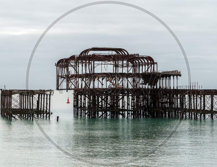 Brighton, East Sussex/Uk - January 3 : View Of The Derelict West Pier In Brighton East Sussex On January 3, 2019