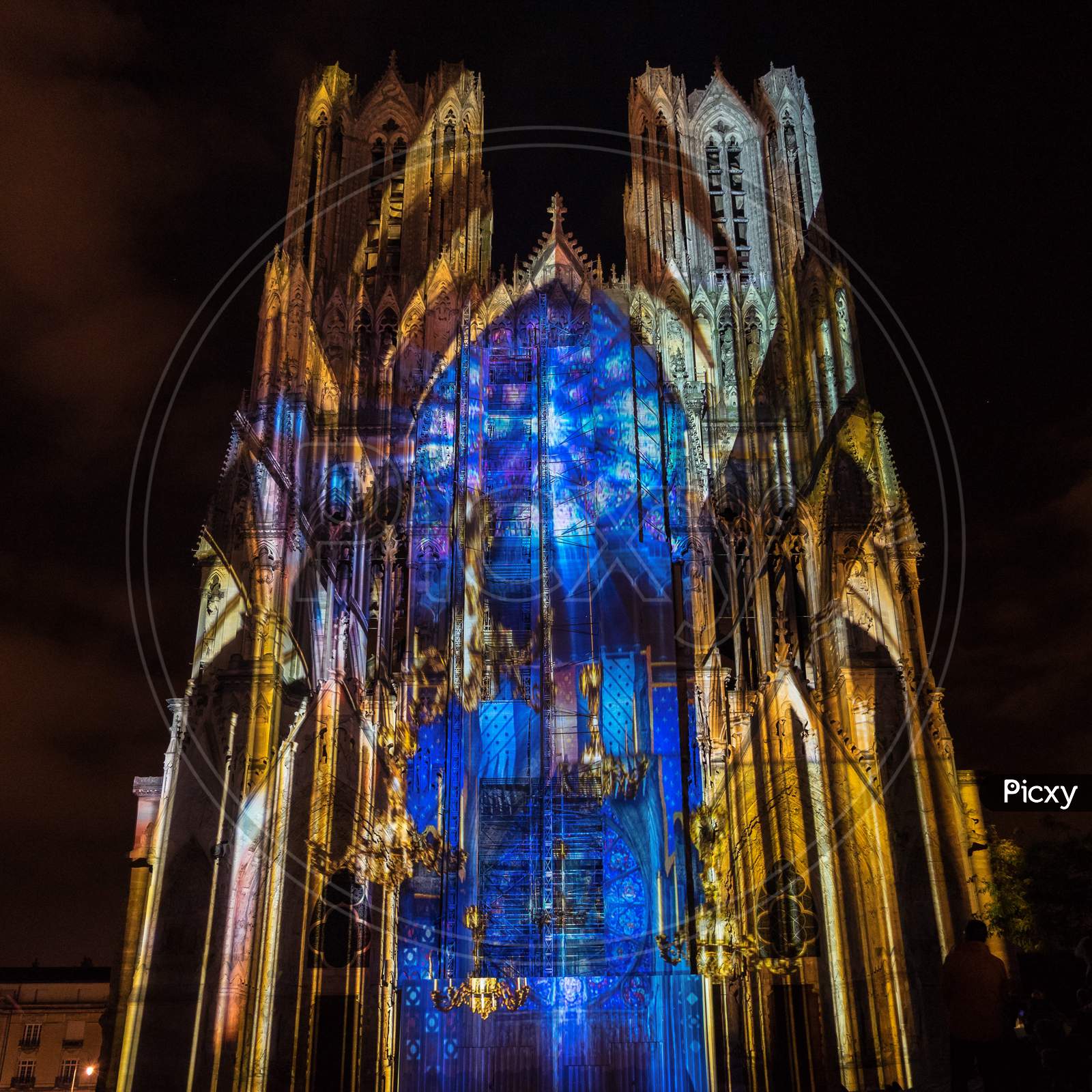 Light Show At Reims Cathedral In Reims France On September 12, 2015