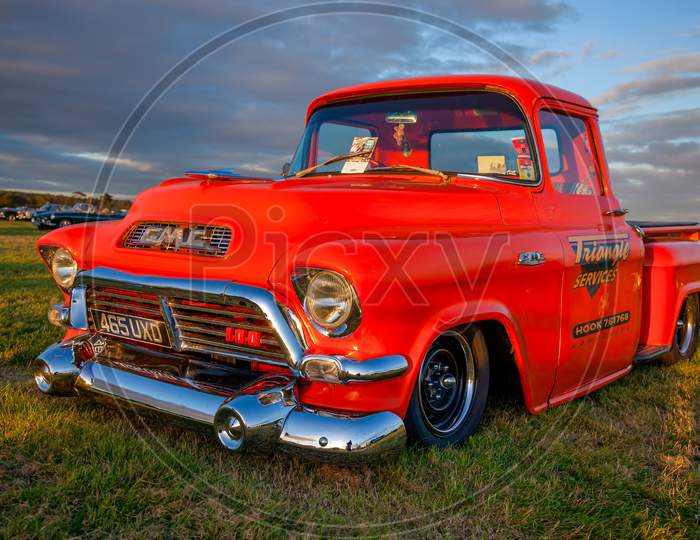 Old American Pickup Truck Parked At Goodwood