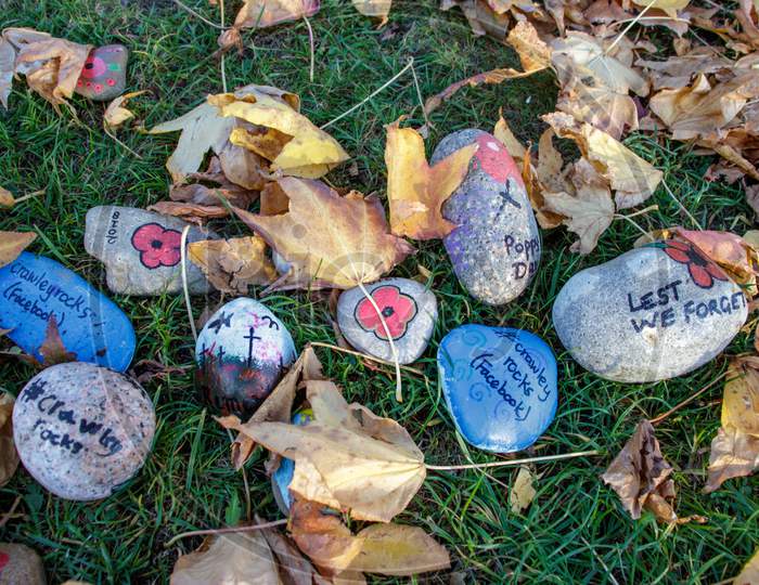 Specially Decorated Stones To Commemorate The Ending Of The First World War
