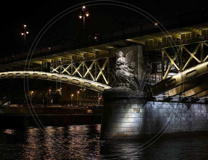 Margaret Bridge Illuminated At Night In Budapest