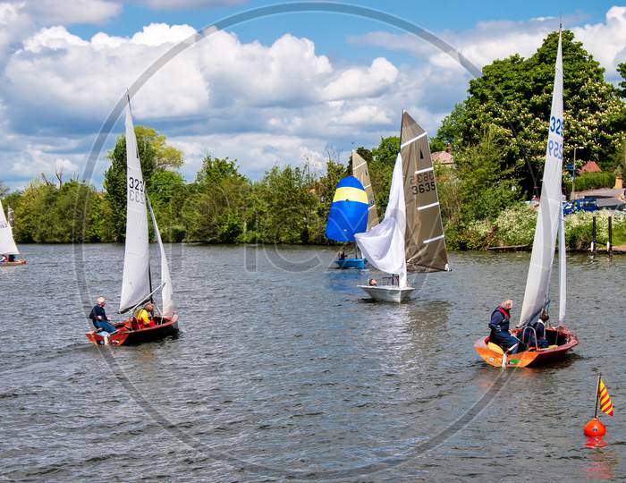 Sailing On The River Thames Near Kingston-Upon-Thames Surrey