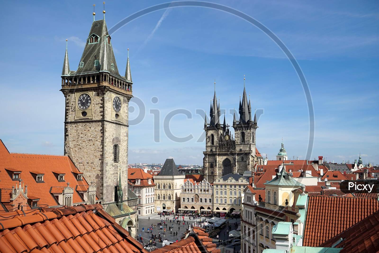 Old City Hall Tower And Church Of Our Lady Before Tyn In Prague