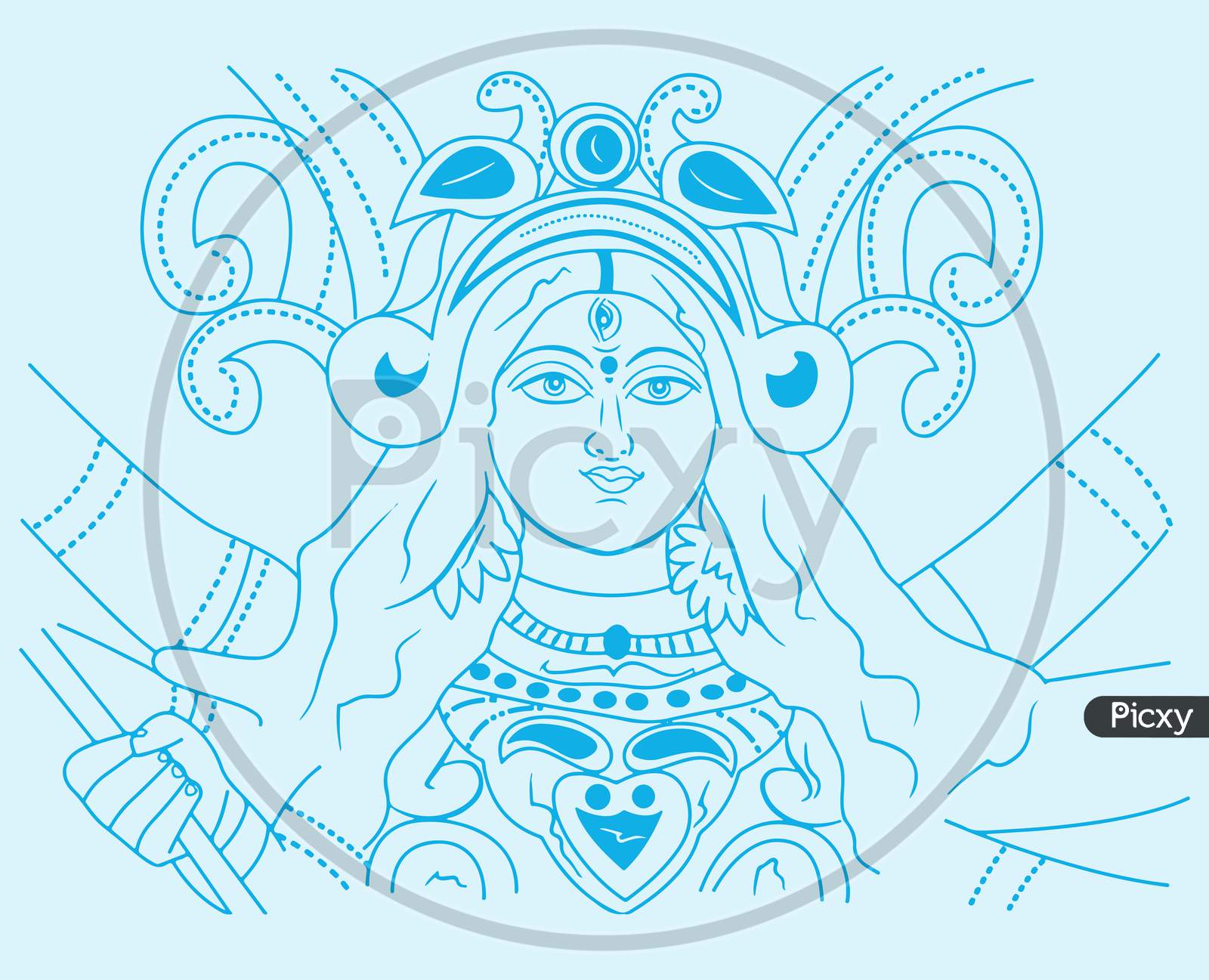 Sketch of Goddess Durgi or Durga Maa Sitting Above the Tiger and Lion  Killing Mahishasura Outline Editable Vector Illustration Stock Vector -  Illustration of india, culture: 197576099