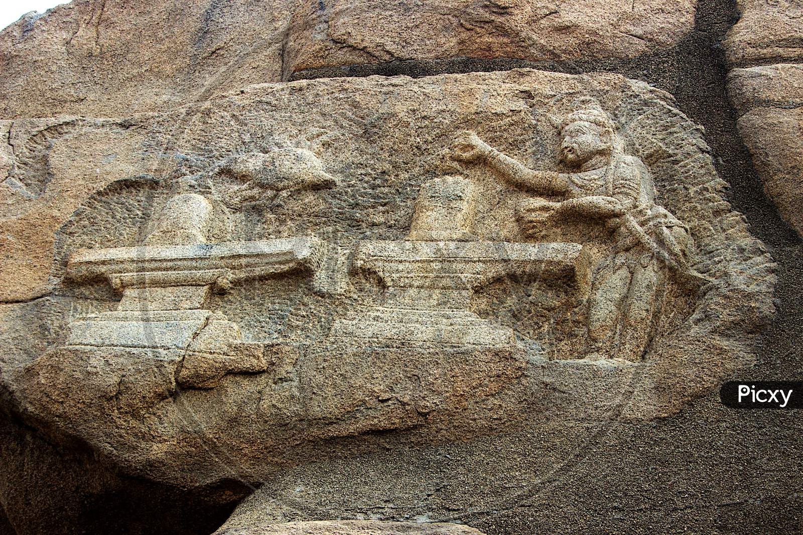 Bas Relief Carving On Rock Face