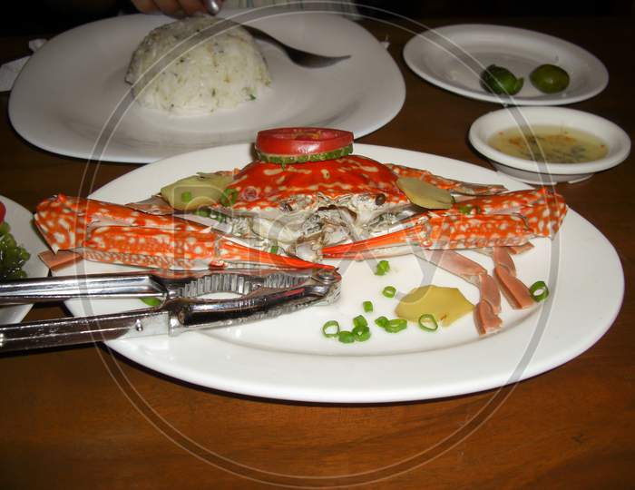 Crab On A Plate For Dinner On The Philippines January 21, 2012