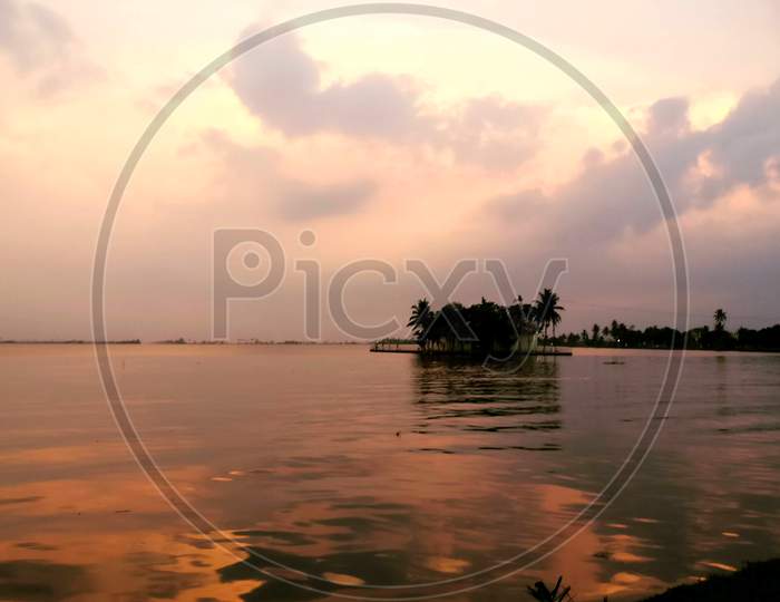 Beautiful sunset in the backwaters