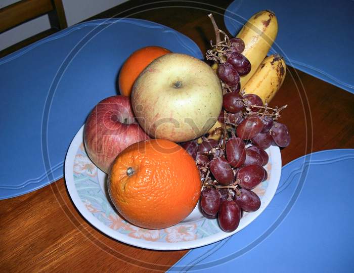 Fresh Fruits On A White Plate On The Philippines January 1, 2010