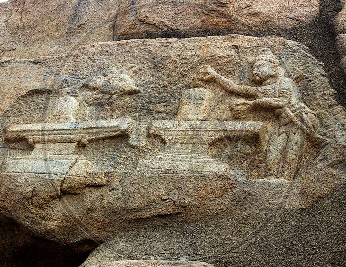 Bas Relief Carving On Rock Face