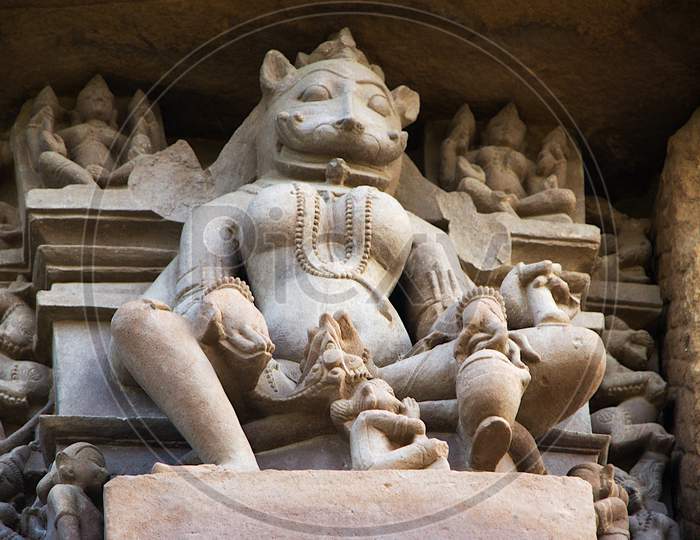 Sculpture At Chaturbhuj Temple, Khajuraho