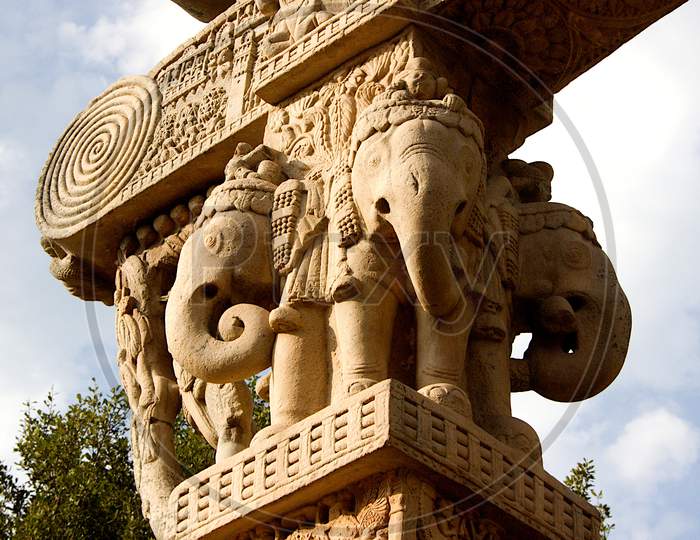 Detail Of Stupa Gateway, Sanchi