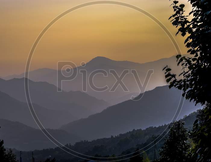 Evening view of himalayan mountain from Darjeeling