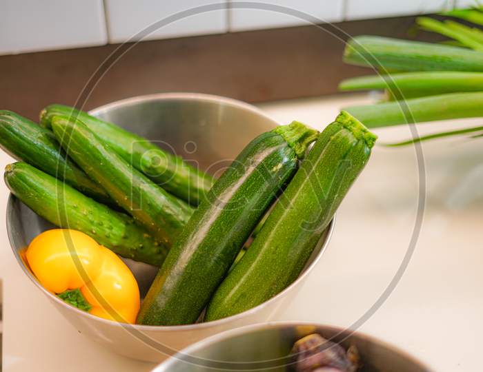 Image Of Vegetables Placed In The Kitchen