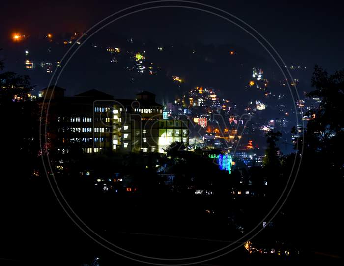 Night View of Darjeeling Town, West Bengal