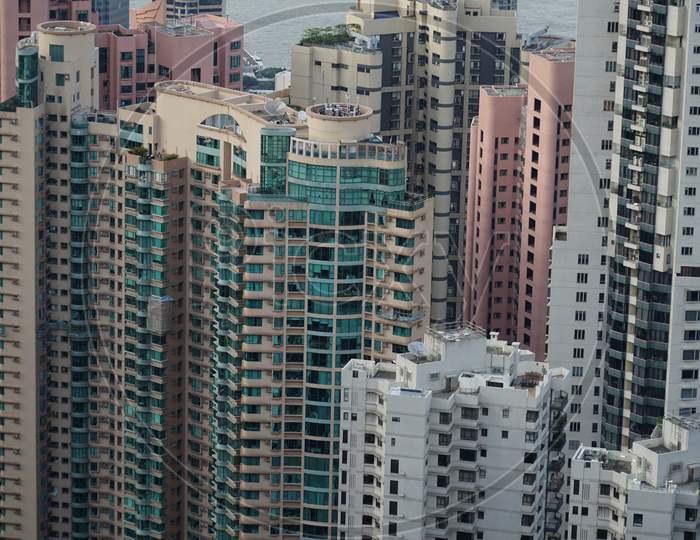 Skyscrapers Of Hong Kong Which Is Visible From The Victoria Peak