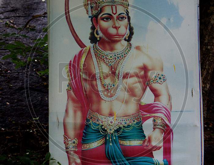 Painting Of Anjaneya At Ramagiri