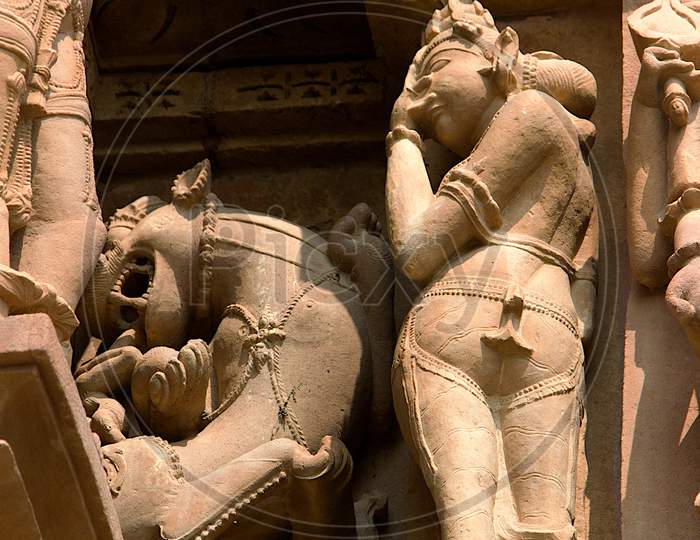 Sculpture Of Shy Lady, Khajuraho