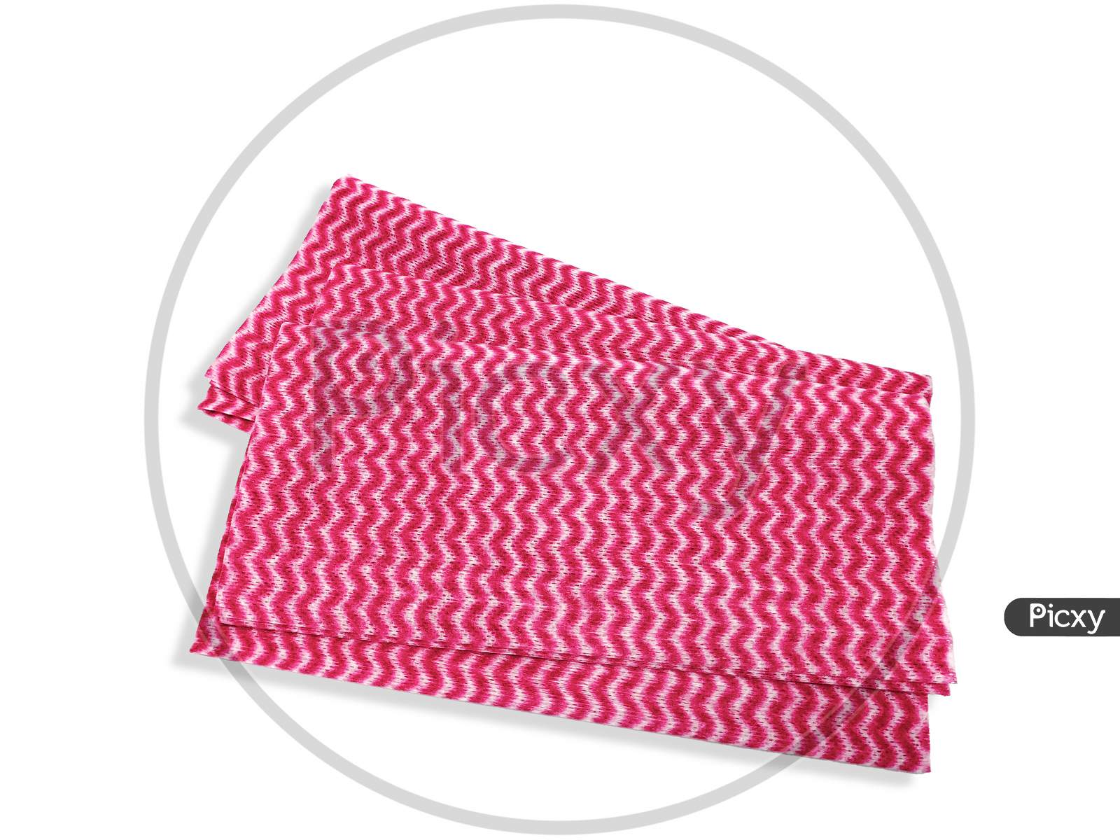 Red Color J Cloth Or Multipurpose Wipes In White Background. Selective Focus