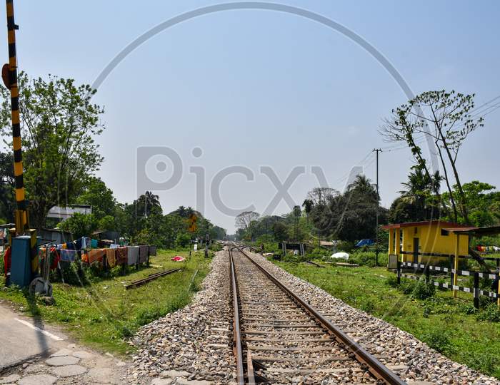 Railway Line Track In The Foot Hill Of Kalimpong District.