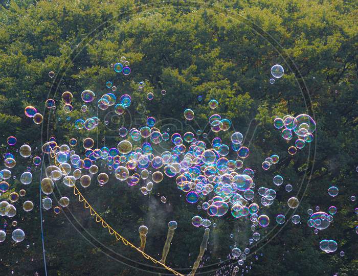 A Large Amount Of Soap Bubble