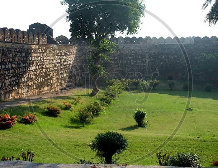 Green Lawn Inside Fort Walls, Jhansi
