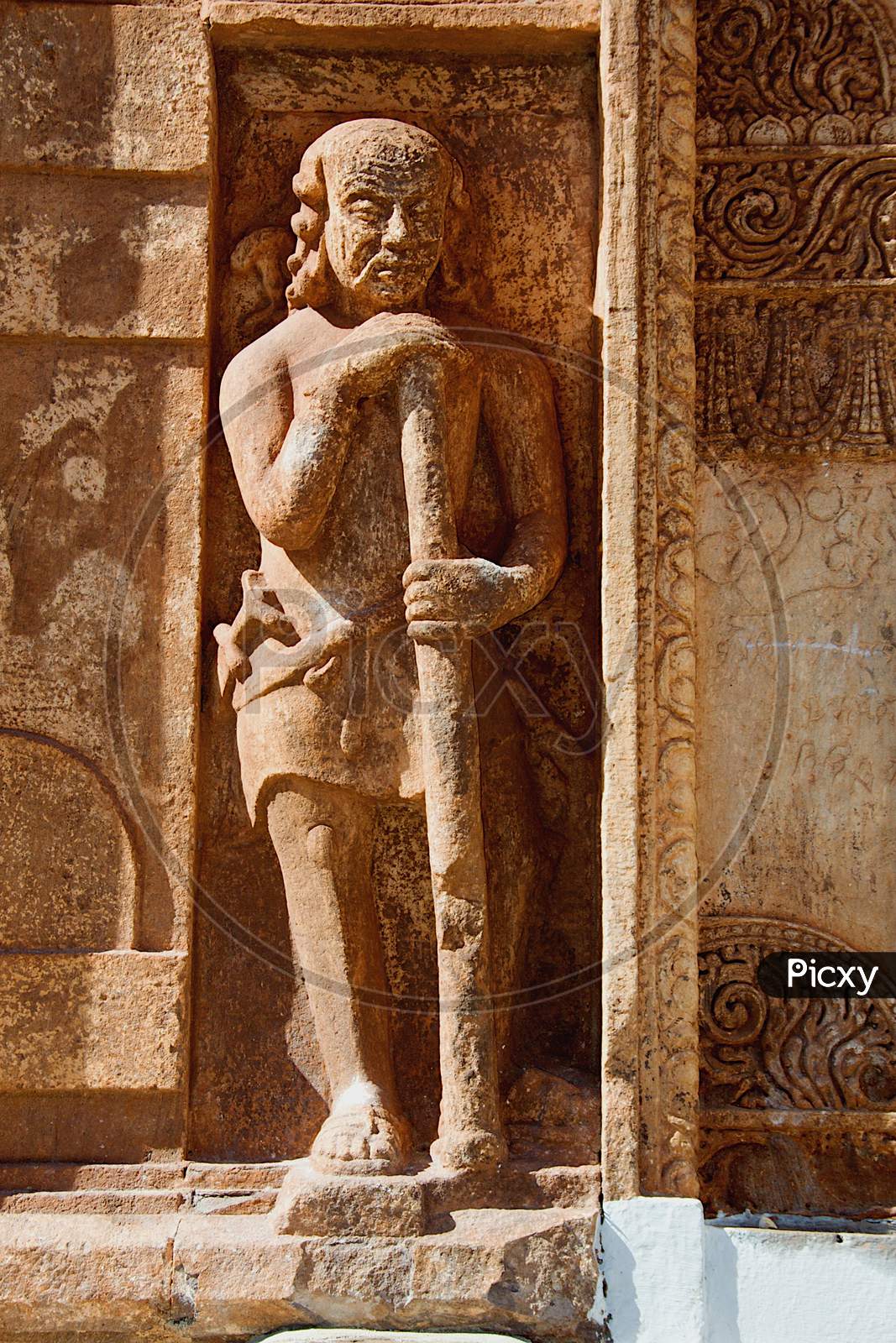 Sculpture Of Man At Temple, Nandihalli