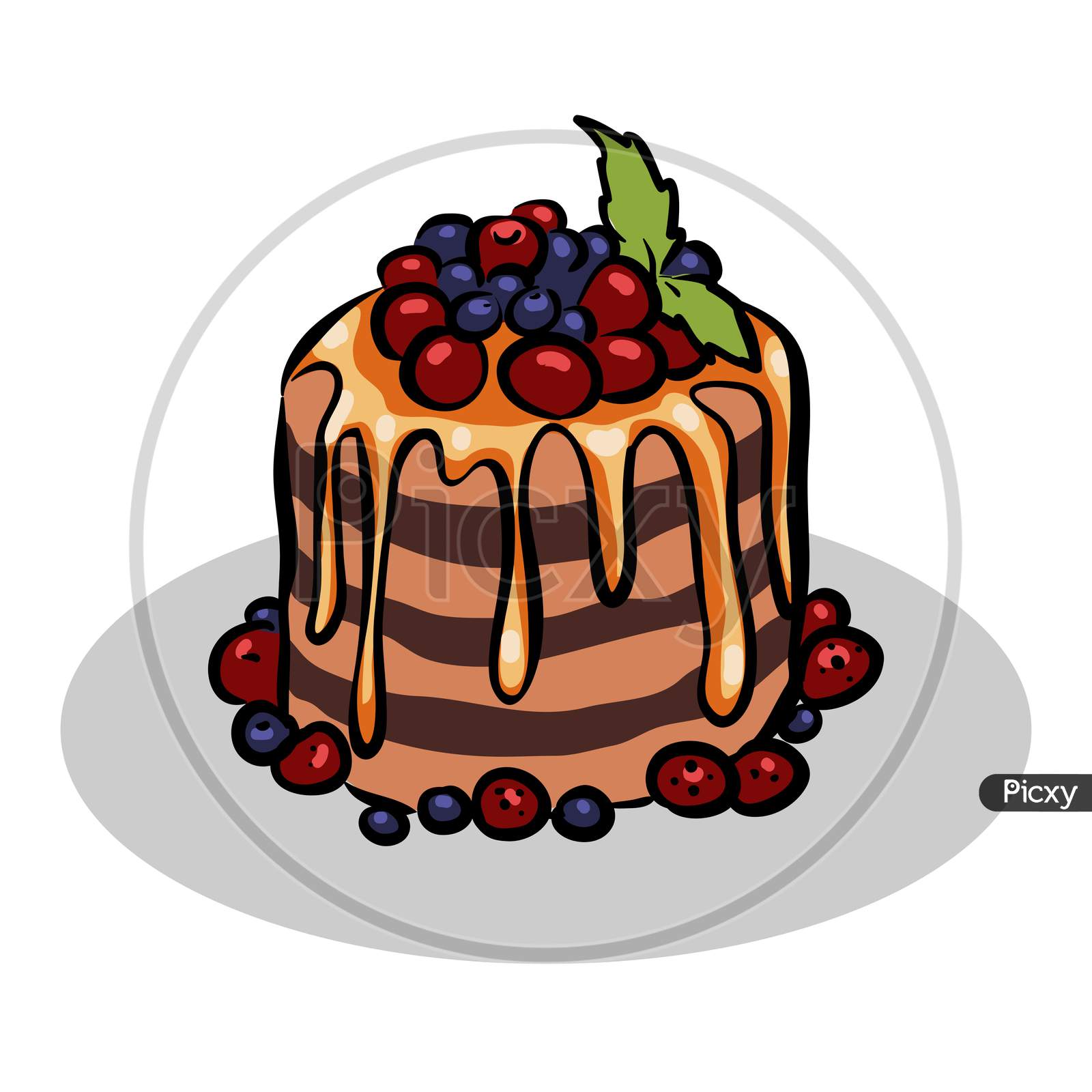 Christmas Fruit And Honey Cake Illustration