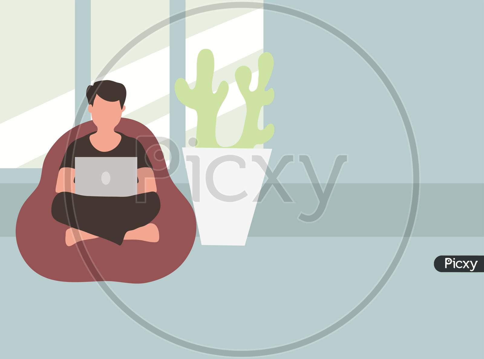 Working Professional Work From Home Illustration
