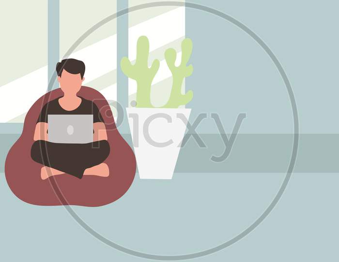 Working Professional Work From Home Illustration