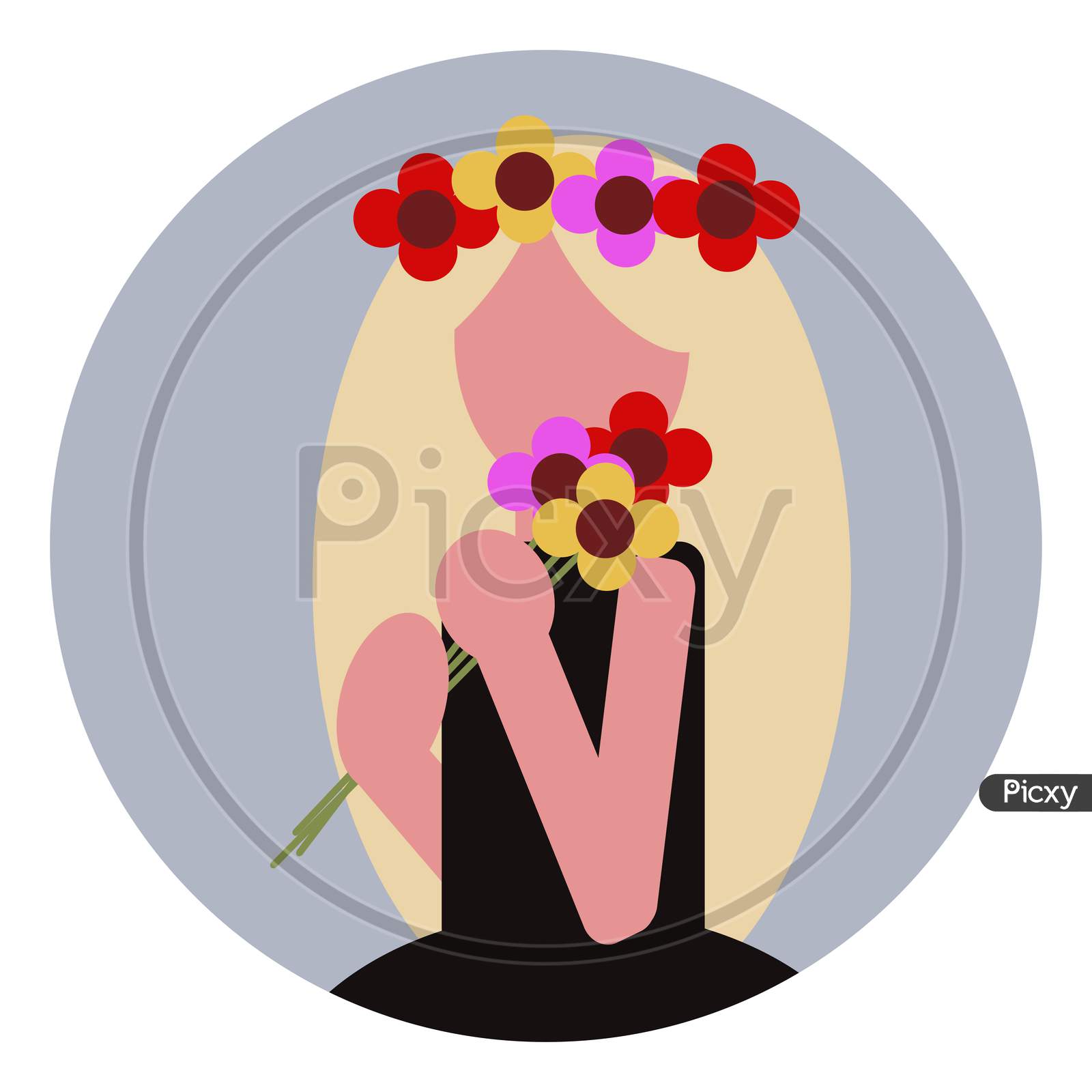 Girl With Flowers Icon