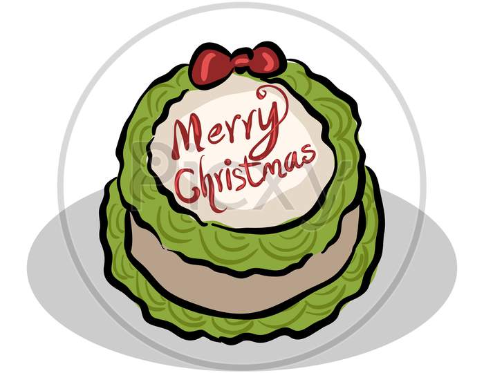 Hand Drawn of Traditional Christmas Cake or Yule Log Cake Drawing by Iam  Nee - Pixels