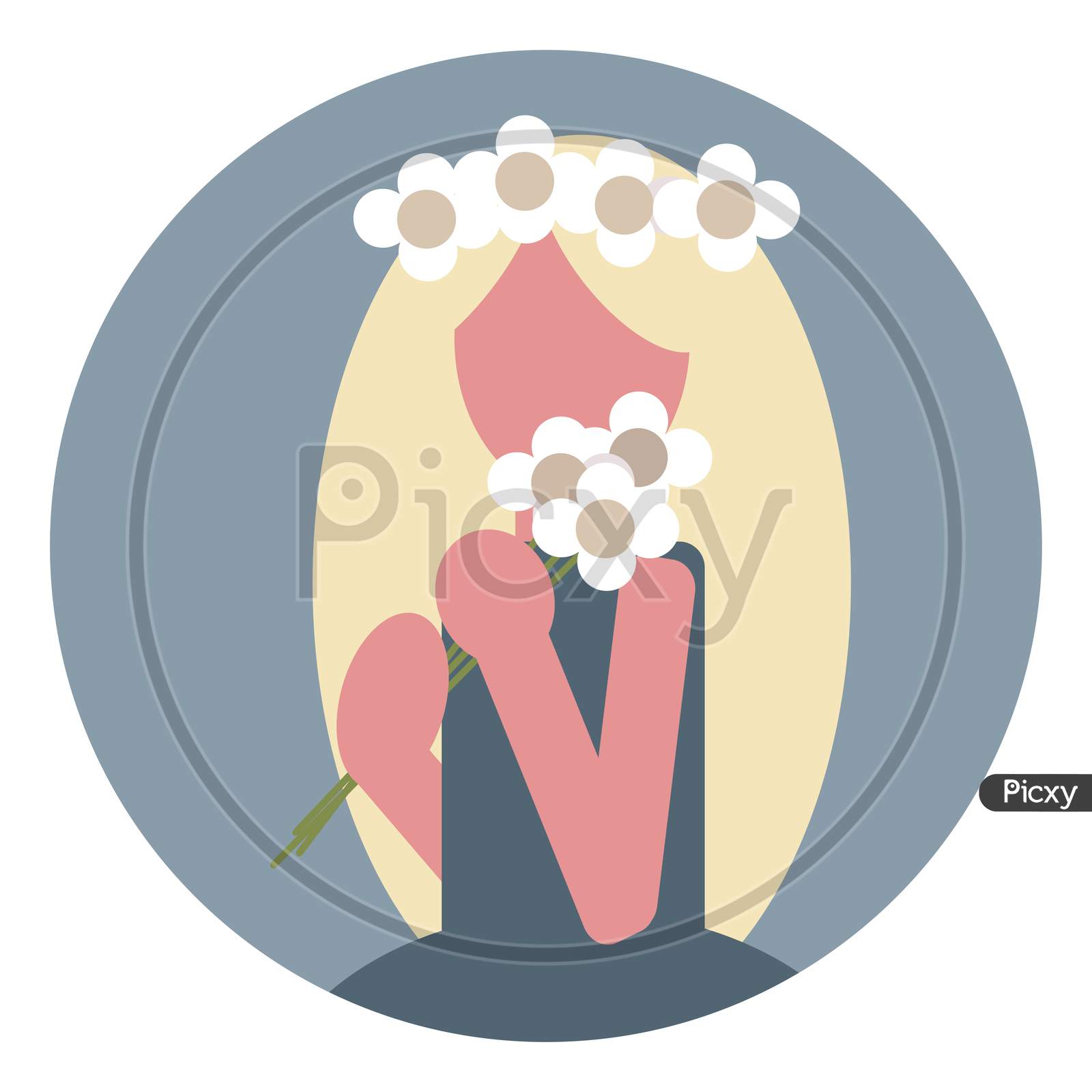 Girl With White Flowers Icon