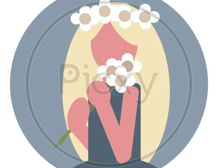 Girl With White Flowers Icon