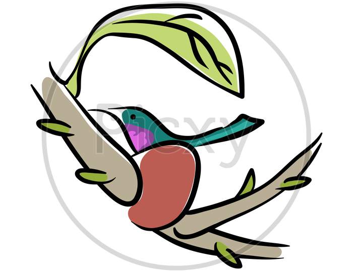 Bird In Nest Illustration
