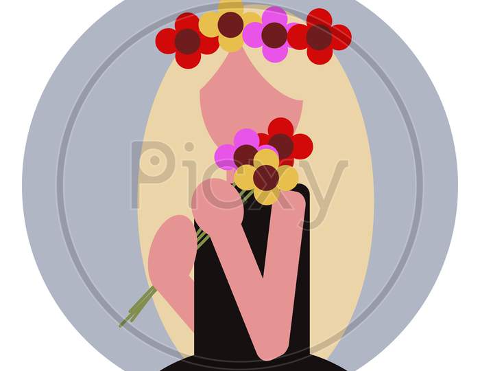 Girl With Flowers Icon