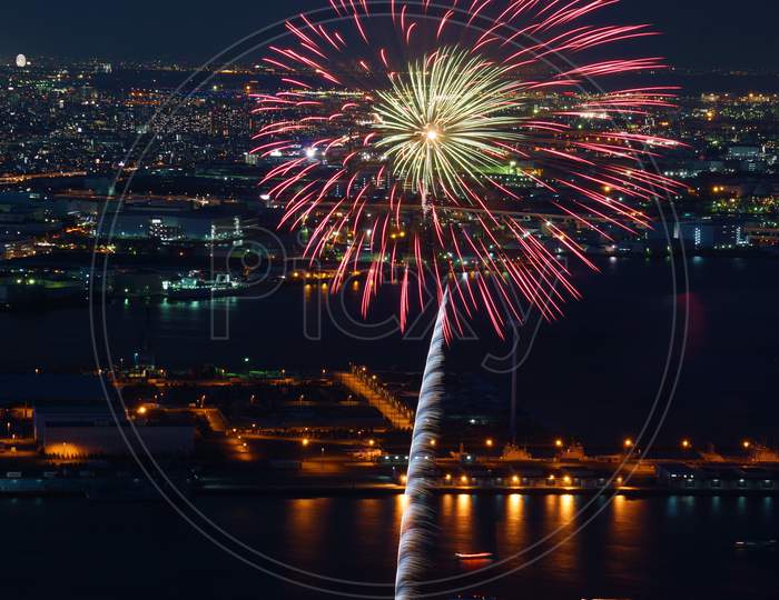 Yokohama Festival Of Fireworks (From Yokohama Landmark Tower)