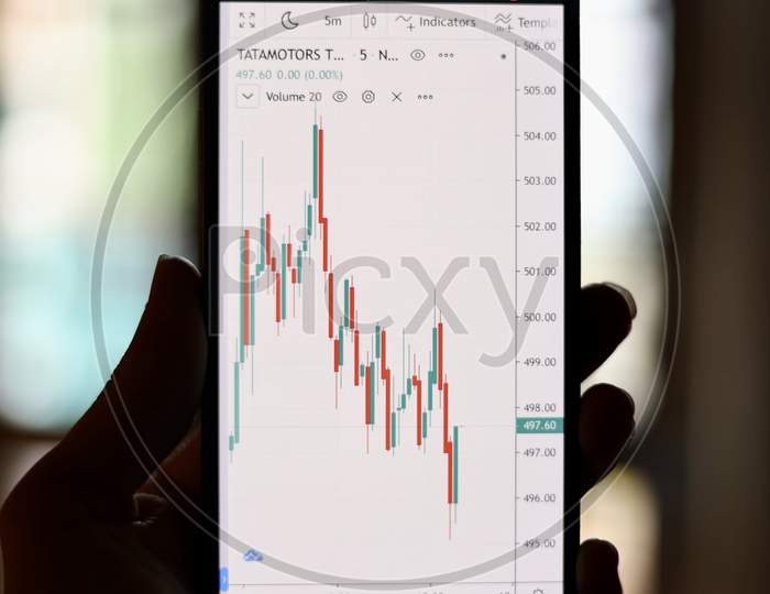 stocks charts on a mobile device