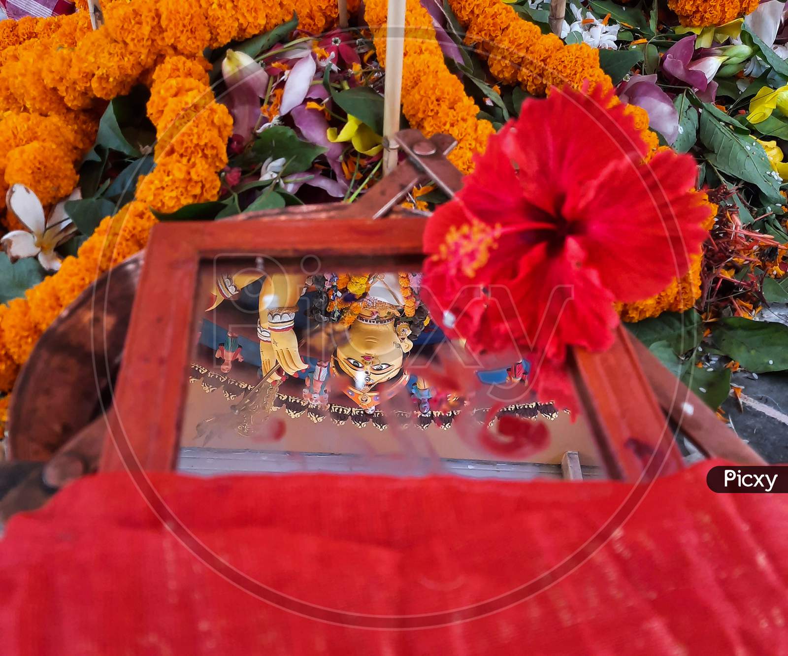 15 Oct 2021-Durgapuja Dashami Puja And Darpan Visarjan(A Ritual Where The Image Of The Goddess Is Captured In A Mirror Placed In A Bowl Full Of Water -Kolkata West Bengal India