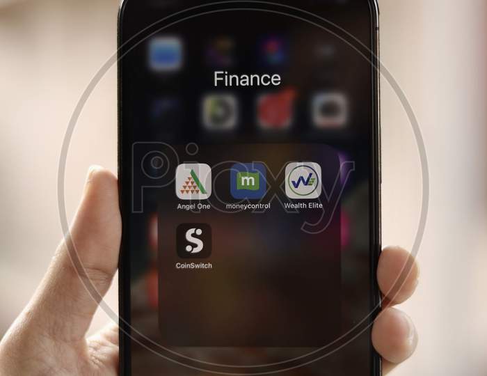 stock market app on a mobile device