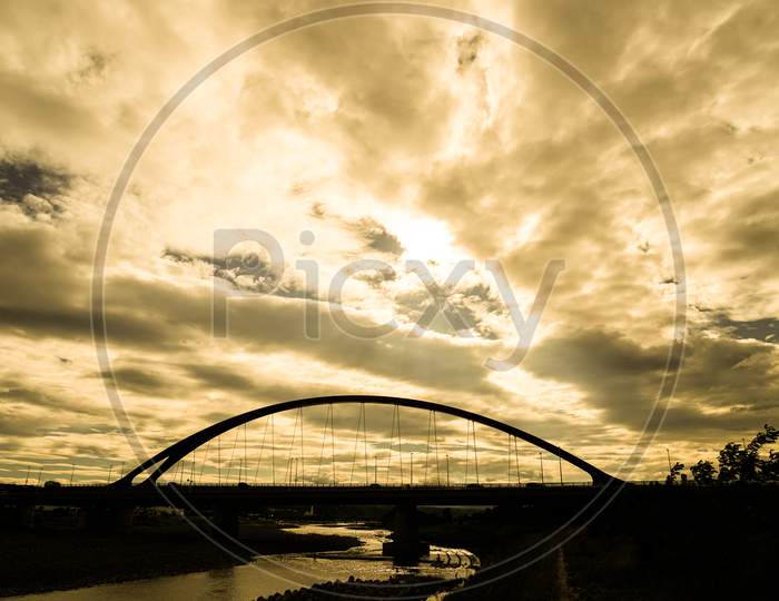 Tama Bridge And Dusk Sky