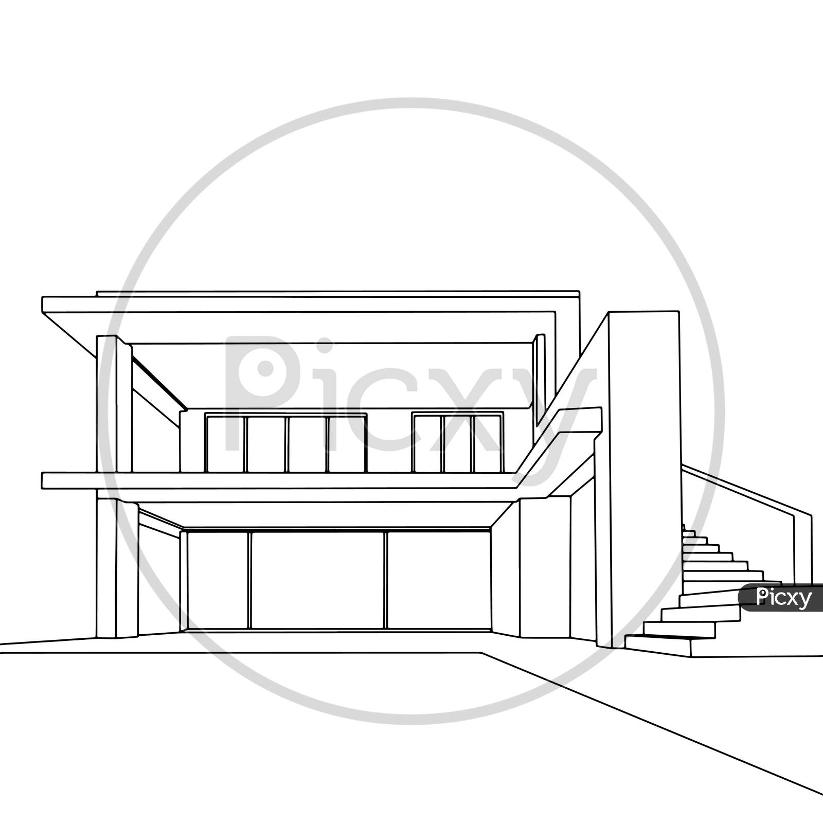 Architectural Drawing of a privat house. Vector. Stock Vector | Adobe Stock