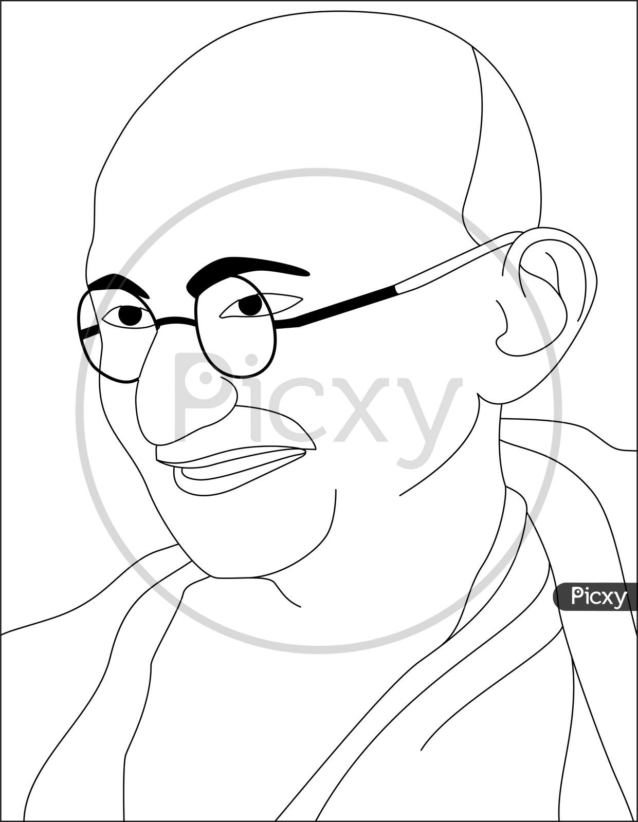 Mahatma Gandhi. Black and white sketch Stock Photo - Alamy