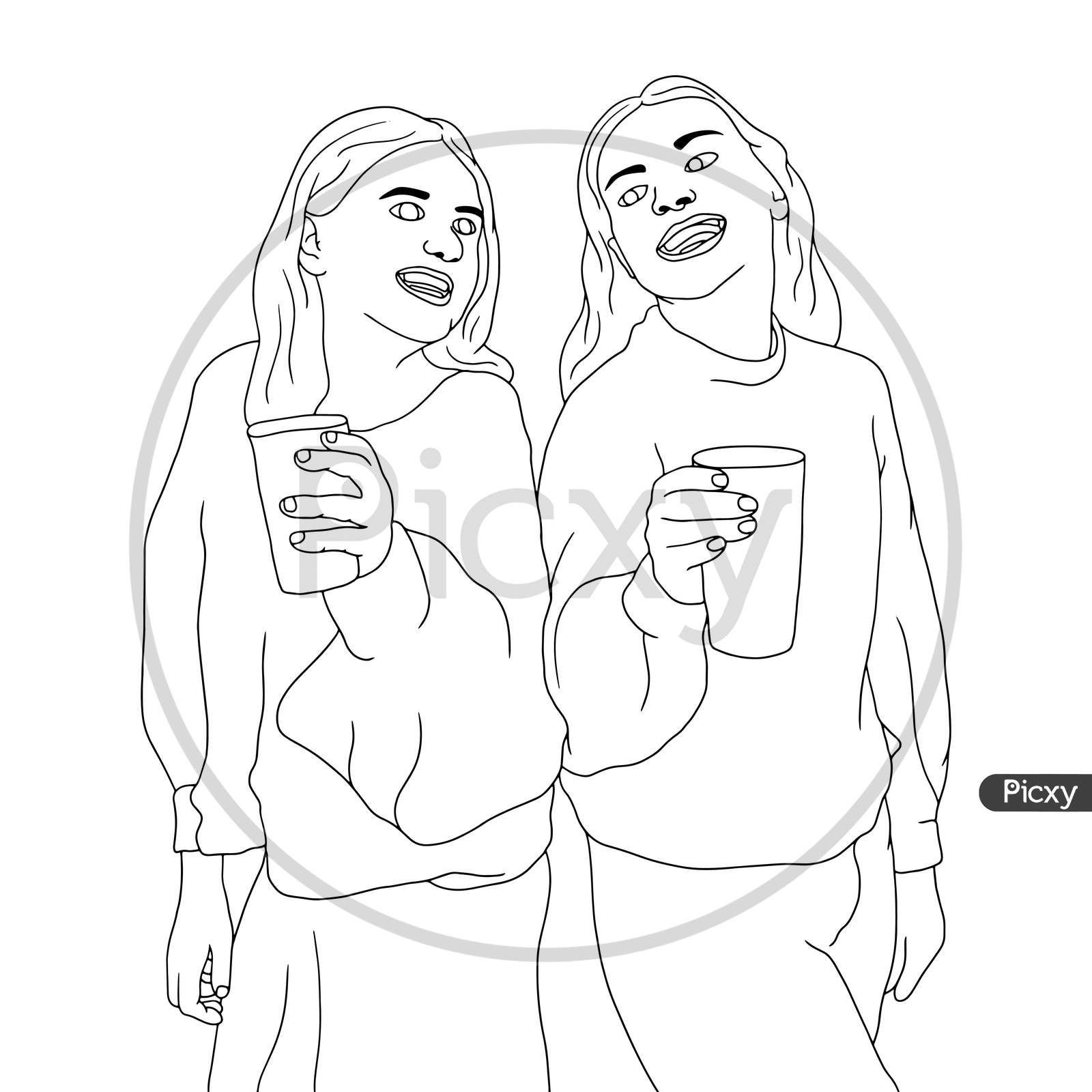 Tumblr girl drawing, Tumblr outline, Bff drawings