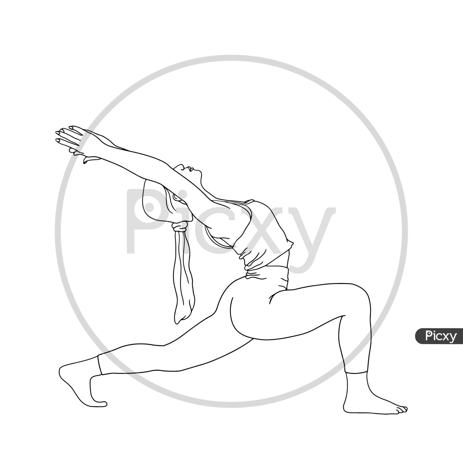 Set woman in different yoga poses names Royalty Free Vector