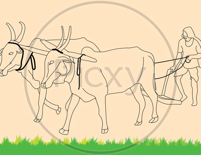 Agriculture - Life Of A Farmer. RICE Crop. Collection Of An Hand Drawn  Vector Illustrations. Set Of Freehand Sketches. Line Art Technique. Each  Sketch Comprise A Few Layers Of Outlines. Royalty Free